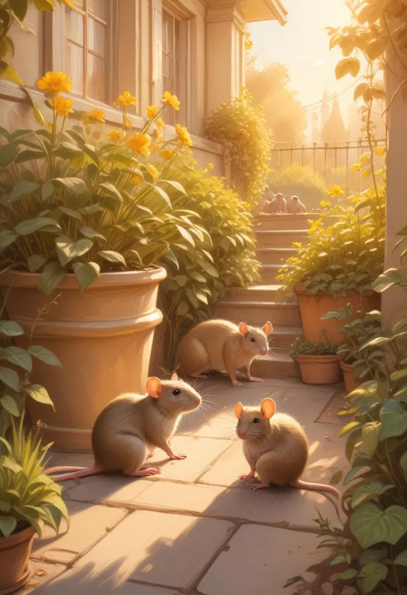 Deux rats se déplaçant dans un jardin, avant intervention de dératisation par NUISI+